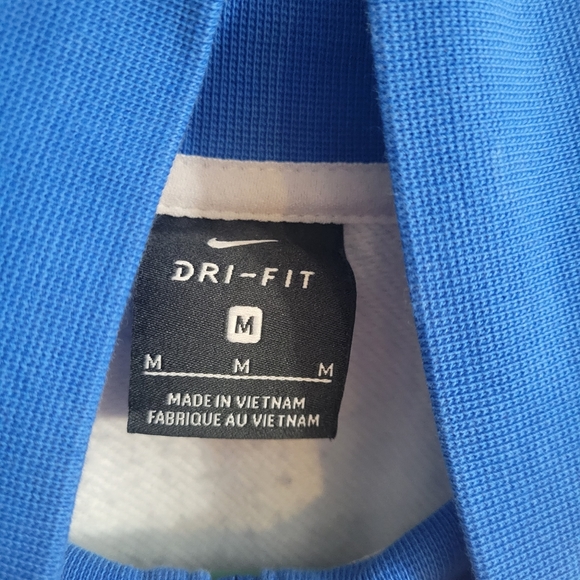 Nike Dri Fit 1/4 Zip Pullover Sweatshirt Colorblock White Blue Size Medium Logo - Picture 4 of 6